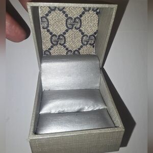 Gucci Navy Grey Wooden Custom  Monogram Ring Box